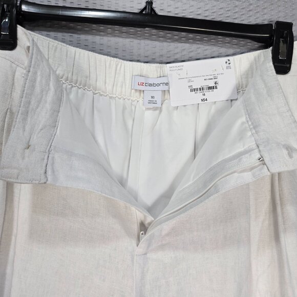 Liz Claiborne Women's NWT Linen Blend Wide Leg Fully Lined High Rise Pants - Picture 3 of 11